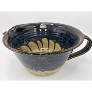 Hand crafted  Bowl/Handle Spout/ Triple C Pottery Jesus SavesPitcher/Blue Brown